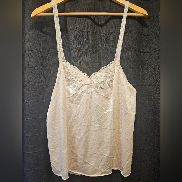 Deena Tops - VTG Deena Lace Trim Camisole Tank Top Size 38 Nude Beige Made in USA
